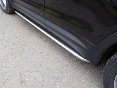 Пороги труба овальная гнутая 75х42 мм ТСС для Hyundai Santa Fe Grand 2014-2016