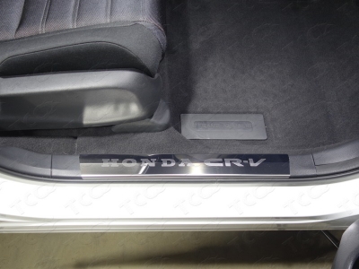 Накладки на пластиковые пороги лист зеркальный надпись Honda CR-V 4 шт для Honda CR-V № HONCRV17-03