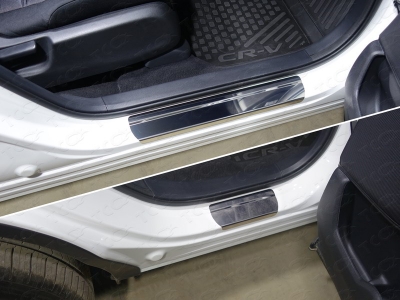 Накладки на пороги лист зеркальный 4 шт для Honda CR-V № HONCRV17-05