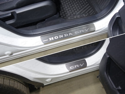 Накладки на пороги лист шлифованный надпись Honda CR-V 4 шт для Honda CR-V № HONCRV17-08