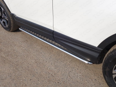 Пороги с площадкой алюминиевый лист 42 мм для Honda CR-V № HONCRV17-21