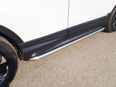 Пороги с площадкой алюминиевый лист 60 мм ТСС для Honda CR-V 2017-2021