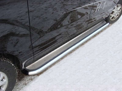 Пороги с площадкой нержавеющий лист 60 мм ТСС для Hyundai H-1 Starex 2007-2018 HYUNH113-07