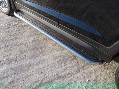 Пороги с площадкой нержавеющий лист 60 мм ТСС для Hyundai Tucson 2015-2018