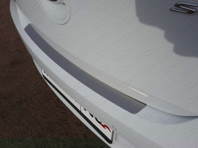 Накладка на задний бампер с надписью Solaris шлифованный лист ТСС для Hyundai Solaris 2014-2017