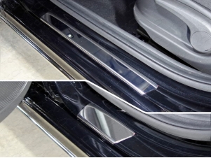 Накладки на пороги зеркальный лист 4 штуки для Hyundai Accent № HYUNACC17-01