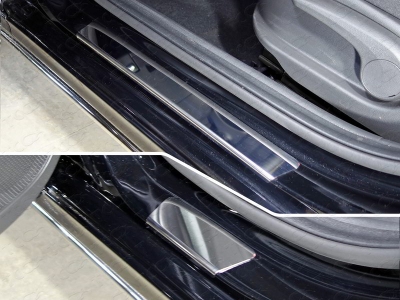 Накладки на пороги зеркальный лист 4 штуки для Hyundai Accent № HYUNACC17-01