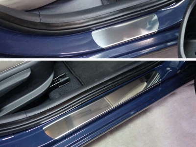 Накладки на пороги зеркальный лист ТСС для Hyundai Elantra 2015-2018