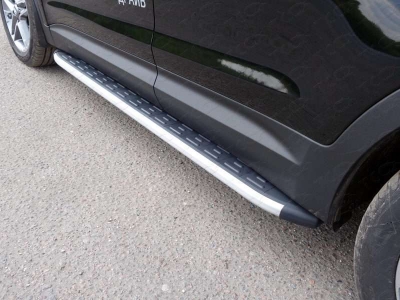 Пороги алюминиевые ТСС с накладкой для Hyundai Santa Fe Grand № HYUNSFGR16-18AL