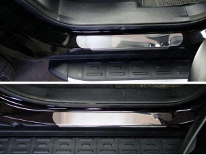 Накладки на пороги зеркальный лист для Hyundai Santa Fe Grand № HYUNSFGR16-26