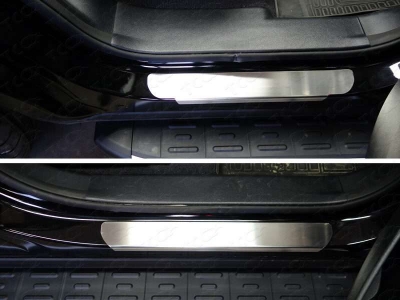 Накладки на пороги лист шлифованный ТСС для Hyundai Santa Fe Grand 2016-2021