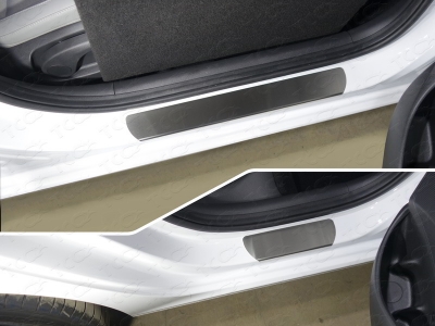 Накладки на пороги шлифованный лист 4 штуки ТСС для Hyundai i30 2017-2021