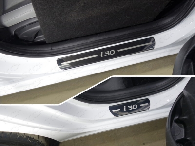 Накладки на пороги зеркальный лист надпись I30 4 штуки для Hyundai i30 № HYUNI3017-04