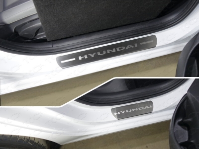 Накладки на пороги шлифованный лист надпись Hyundai 4 штуки для Hyundai i30 № HYUNI3017-09