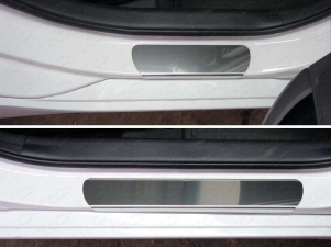 Накладки на пороги зеркальный лист для Hyundai i40 № HYUNI4016-02