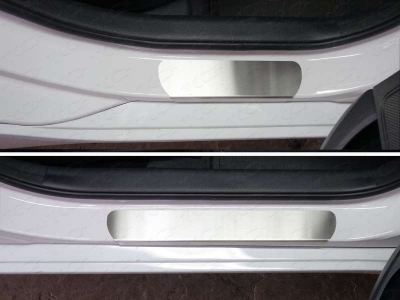 Накладки на пороги шлифованный лист ТСС для Hyundai i40 2011-2019