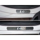 Накладки на пороги надпись i40 зеркальный лист ТСС для Hyundai i40 2011-2019