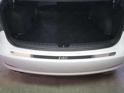 Накладка на задний бампер надпись i40 зеркальный лист ТСС для Hyundai i40 2011-2019