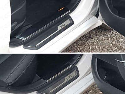 Накладки на пороги внутренние зеркальный лист ТСС для Hyundai i40 2011-2019
