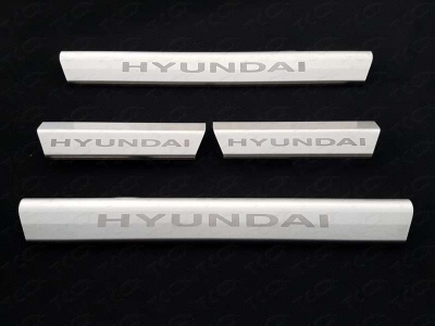 Накладки на пороги внутренние лист шлифованный надпись Hyundai для Hyundai i40 № HYUNI4016-13