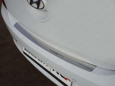 Накладка на задний бампер зеркальный лист только седан ТСС для Hyundai Solaris 2014-2017