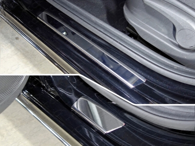 Накладки на пороги зеркальный лист 4 штуки для Hyundai Solaris № HYUNSOL17-06