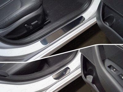 Накладки на пороги зеркальный лист 4 штуки для Hyundai Sonata № HYUNSON18-02