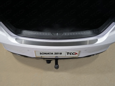 Накладка на задний бампер шлифованный лист для Hyundai Sonata 2017-2019