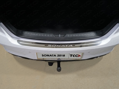 Накладка на задний бампер зеркальный лист надпись Sonata для Hyundai Sonata № HYUNSON18-08