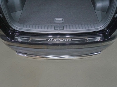 Накладка на задний бампер зеркальный лист надпись Tucson для Hyundai Tucson 2018-2021
