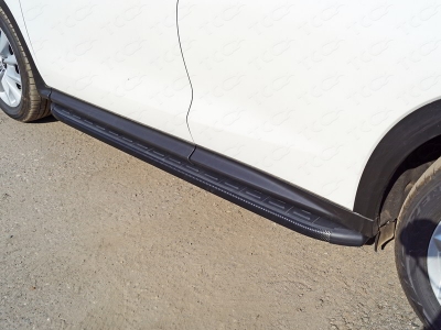 Пороги алюминиевые ТСС с накладкой чёрные для Infiniti QX50 № INFQX5018-20BL