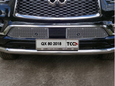Накладка решетки радиатора лист алюминиевый 2 шт для авто с круизом ТСС для Infiniti QX80 2018-2021