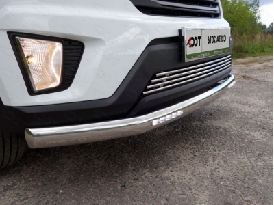 Защита передняя овальная с ДХО 75х42 мм ТСС для Lexus GX460 2014-2019