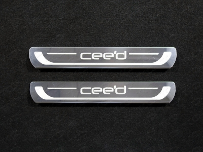 Накладки на пороги лист зеркальный надпись CEED 2 штуки для Kia Ceed № KIACEED13-06