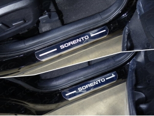 Накладки на пороги лист зеркальный надпись Sorento 4 шт для Kia Sorento Prime № KIASORPR18-03