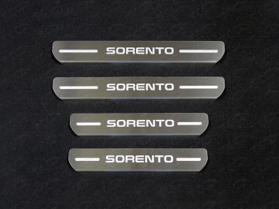 Накладки на пороги лист шлифованный надпись Sorento 4 шт ТСС для Kia Sorento Prime 2018-2021