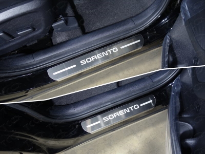 Накладки на пороги лист шлифованный надпись Sorento 4 шт ТСС для Kia Sorento Prime 2018-2021