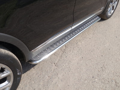 Пороги с площадкой алюминиевый лист 42 мм ТСС для Kia Sorento Prime 2018-2021