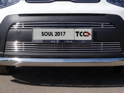 Накладка решётки радиатора верхняя 12 мм ТСС для Kia Soul 2016-2021