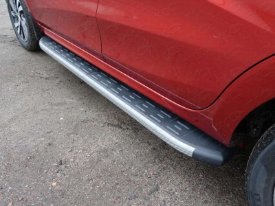 Пороги алюминиевые ТСС с накладкой серые для Lada XRay 2016-2021