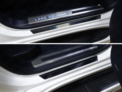 Накладки на пороги лист зеркальный надпись Lexus 4 штуки ТСС для Lexus LX-450d 2015-2021