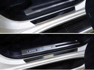Накладки на пороги с гибом лист зеркальный надпись Lexus 4 штуки для Lexus LX-450d № LEXLX450d15-29