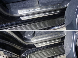 Накладки на пороги с гибом лист зеркальный логотип Lexus 4 штуки для Lexus LX-450d № LEXLX450d15-31