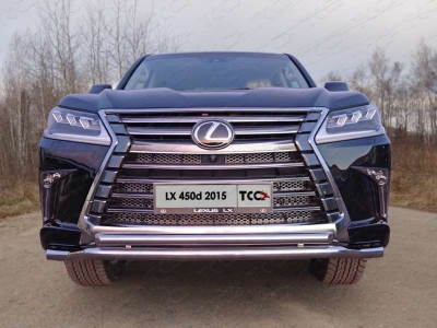 Защита передняя двойная 60-50 мм ТСС для Lexus LX-570/450d 2015-2021