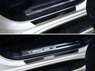 Накладки на пороги с гибом зеркальный лист ТСС для Lexus LX-570/450d 2015-2021