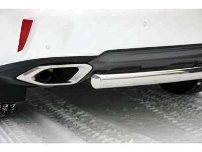 Защита заднего бампера овальная овал 75х42 мм ТСС для Lexus RX-200t/350/450h 2015-2021