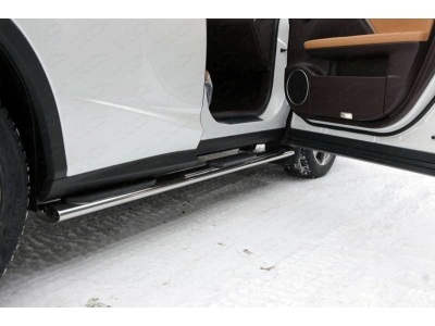 Пороги труба овальная с накладками 120х60 мм ТСС для Lexus RX-200t/350/450h 2015-2021