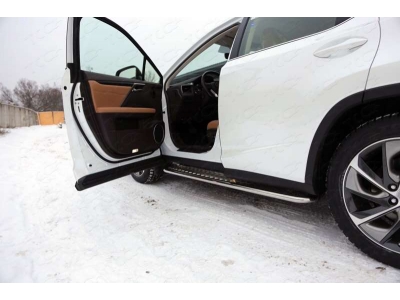Пороги с площадкой алюминиевый лист 42 мм для Lexus RX-200t/350/450h № LEXRX200t15-06