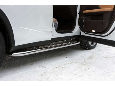Пороги с площадкой алюминиевый лист 60 мм ТСС для Lexus RX-200t/350/450h 2015-2021