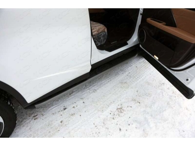 Пороги алюминиевые ТСС с накладкой серые для Lexus RX-200t/350/450h 2015-2021